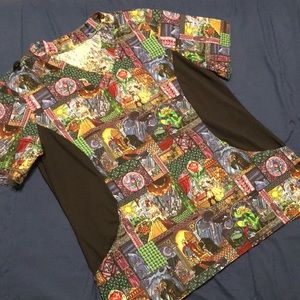 Women’s M handmade scrub top Beauty and the Beast